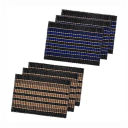 RUBOXA 6-Pcs Brown & Blue Striped Anti-Slip Rectangle Doormats-image-40