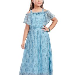 Lei-Chie Print Off-Shoulder Cold-Shoulder Chiffon Fit & Flare Maxi Dress-picture-50