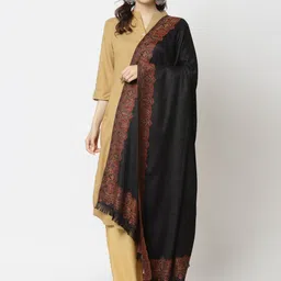 WEAVERS VILLA Women Black Solid Shawl-picture-30