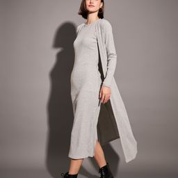 SASSAFRAS Bodycon Midi Dress With Shrug-image-36