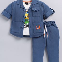 LITTLE COLLARS Boys Printed T-shirt with Trousers-image-73