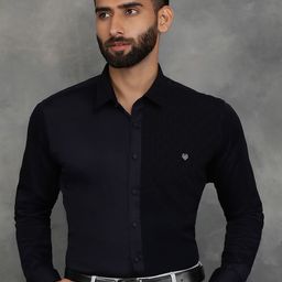 JB STUDIO Men Spread Collar Colourblocked Slim Fit Formal Shirt-image-41