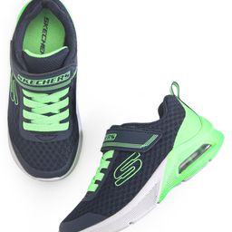 Skechers Microspec Max Gorvix Velcro Closure Casual Shoes - Navy Blue & Lime-12