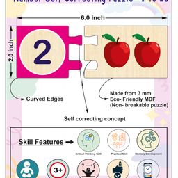 Wooden Numbers 1-20  Self Correcting Matching Puzzles for Kids-0