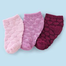 Honeyhap Premium Cotton Bamboo Non Terry Ankle LengthSocks withHeart Design Pack of 3 - Red Plum Orchid Bouquet & Tender Touch-image-89