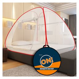 Supreme On Double Bed Premium Machardani King Size Mosquito Net - Red-image-64