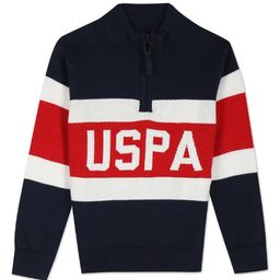 US Polo Assn Knitted Full Sleeves Sweater with Text Design - Navy Blue-image-15