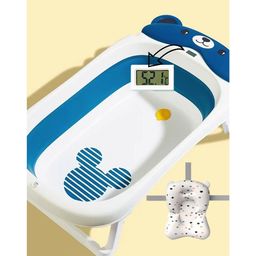 BabyTeddy Patented New Improved 2023 Model Large Baby Bath Tub Collapsible,Anti Skid with Bath Cushion and Thermometer (Temperature Indicator,  Blue)-image-93