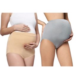 TUMMY Bamboo Cotton Pack Of 2 Solid High Waist Maternity Panty - Multi Colour-image-76
