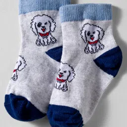 Mustang Cotton Knit Ankle Length Socks With Puppy Design - Light Grey-picture-18