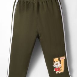 Tango Interlock Knit Full Length Track Pant With Animal Print - Olive Green-picture-3