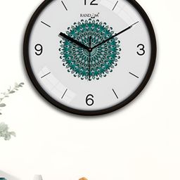 RANDOM White & Green Printed Traditional Analogue Wall Clock-5