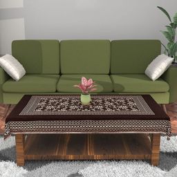 Aura Brown Ethnic Motifs Cotton 4-Seater Table Cover-image-46