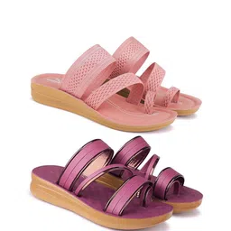 BERSACHE Set Of 2 Open Toe Flats-13