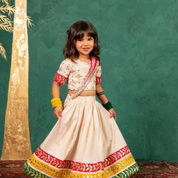 Jilmil Girls Floral Embroidered Gotta Patti Ready to Wear Lehenga & Blouse With Dupatta-picture-4