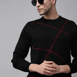 Roadster Men Black & Red Pullover-image-91