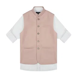 CHARCHIT Boys Solid Nehru Jacket and Shirt-17