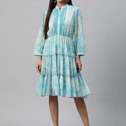Nayam By Lakshita Print Chiffon Fit & Flare Midi Dress-image-14