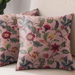 Aura Rose & Red Set of 2 Floral Square Cushion Covers-24