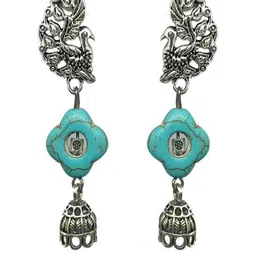 Gurjari Jewellers Peacoke2 Tops with Flower Turquoise earring-image-96