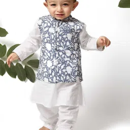 TJORI Boys Pure Cotton Kurta with Churidar-20