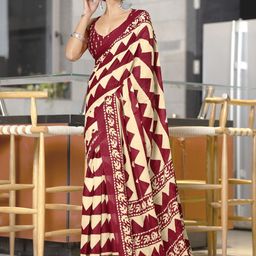 Moda Rapido Women Colourblocked Pure Cotton Block Print Saree-picture-39