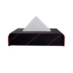 Elegant Black and Red Nappa Leather Cross 1 Tissue Box-image-73