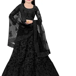 Piludi Girls Embroidered Thread Work Ready to Wear Lehenga & Blouse With Dupatta-image-68