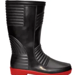 Hillson Welsafe Black & Red Plain Toe Gumboots, Size 9-image-1