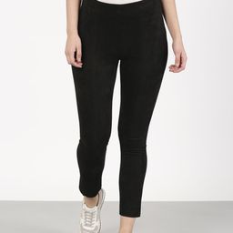ether Women Black Skinny Fit Solid Regular Trousers-image-11