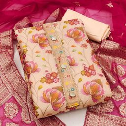 SHADOW & SAINING Embroidered Organza Semi-Stitched Dress Material-image-15