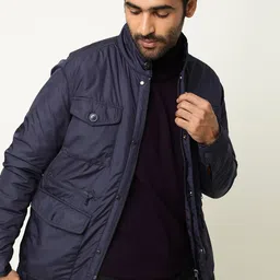 RARE RABBIT Men Navy Blue Tailored Jacket-image-43