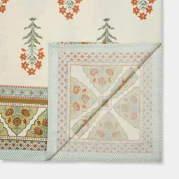 Fabindia Khus Rust & White Printed Cotton 120 TC Double Bed-King Bed Cover-39