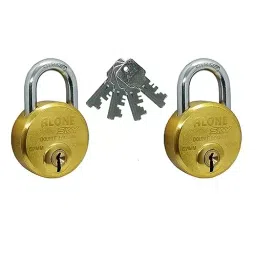 ALONE LOCKS 67 mm Alloy Steel ‎Gold Antique 4 Same Keys Double Locking Padlock (Pack of 2)-27