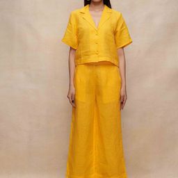 Gulabo by Abu Sandeep Women Relaxed Straight Leg Slim Fit Mid-Rise Linen Parallel Trousers-picture-18