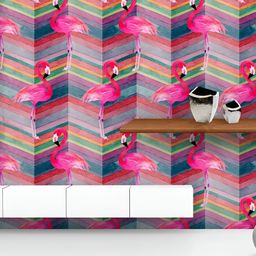ArtzFolio Printed UV-Resistant Anti-Bacterial Watercolor Chevron Flamingo Peel & Stick Wallpaper-image-57