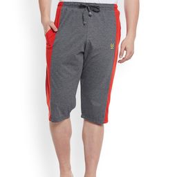 VIMAL JONNEY Men Grey & Red Solid Lounge Shorts C7-ANTHRA001-6