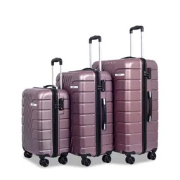 Luggero Unisex Set Of 3 Textured Hard Sided 360-Degree Rotation Trolley Bags image 2