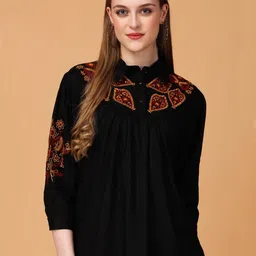 girlsify Ethnic Motifs Embroidered Shirt Style Top-picture-44