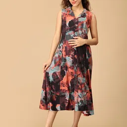 The Mom Store Floral Print Maternity Fit & Flare Midi Dress-image-19