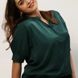 SHOWOFF Plus Plus Size Mandarin Collar Regular Top-picture-19
