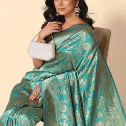 KALINI Ethnic Motifs Woven Design Zari Banarasi Saree-picture-14