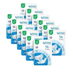 Lyfcare Unisex Set Of 12 Adult Classic Tape Diapers - XL - 10Pcs Each-image-10