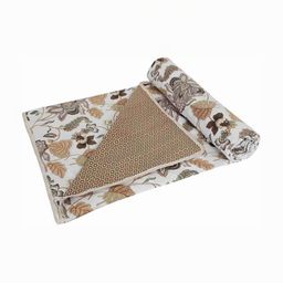 JP SHINE Beige & White Floral Printed AC Room 210 GSM Reversible Double Bed Dohar-image-82