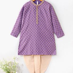 Babyhug Cotton Woven Full Sleeves Ethnic Printed Kurta & Dhoti Set - Lavender-image-76