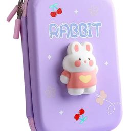 FunBlast Big Squishy Rabbit Cartoon Theme Pencil Case for Kids  - Purple-image-1