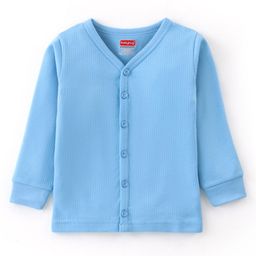 Babyhug Thermal Full Sleeves Solid Front Open Vest - Dark Blue-image-85