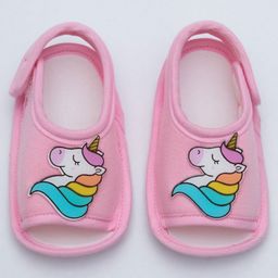 Daizy Unicorn Applique Detailed Velcro Closure Booties - Pink-image-79