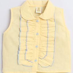 Aww Hunnie 100% Cotton Sleeveless Frill Detailed Top - Yellow-image-59