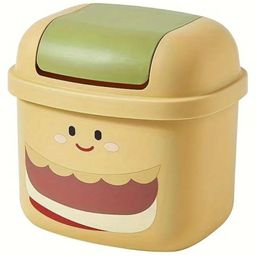 Funeiko Cartoon Theme Mini Table Dustbin with Swing Top Lid  Yellow-17